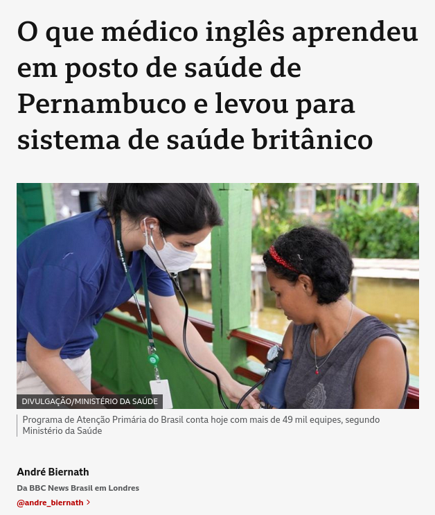 O que médico inglês aprendeu em posto de saúde de Pernambuco e levou para sistema de saúde britânico